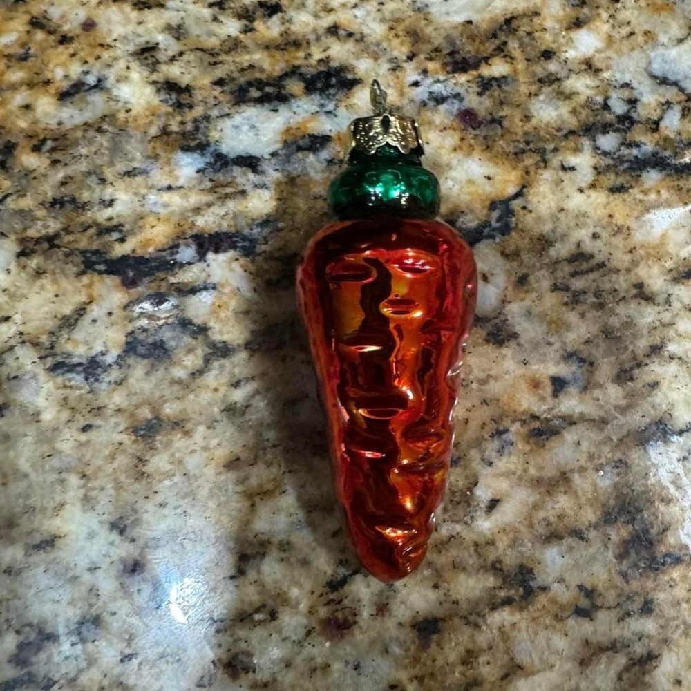 Vintage Mercury Glass Carrot Christmas Ornament Orange